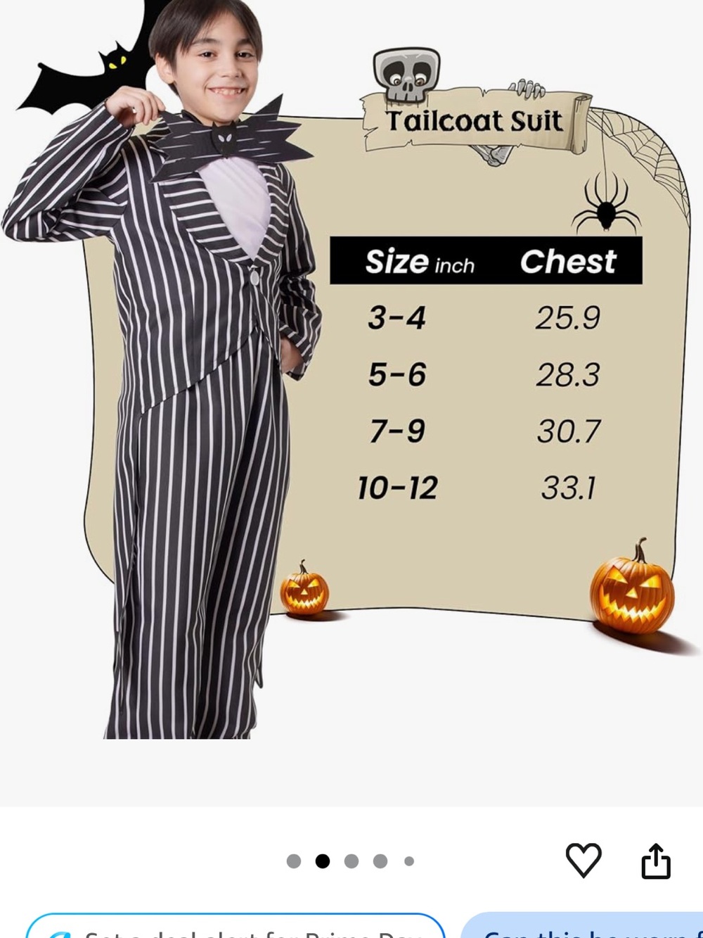 NWT Jack Skellington inspired three piece costume. Kids 10–12 years. - Picture 2 of 9
